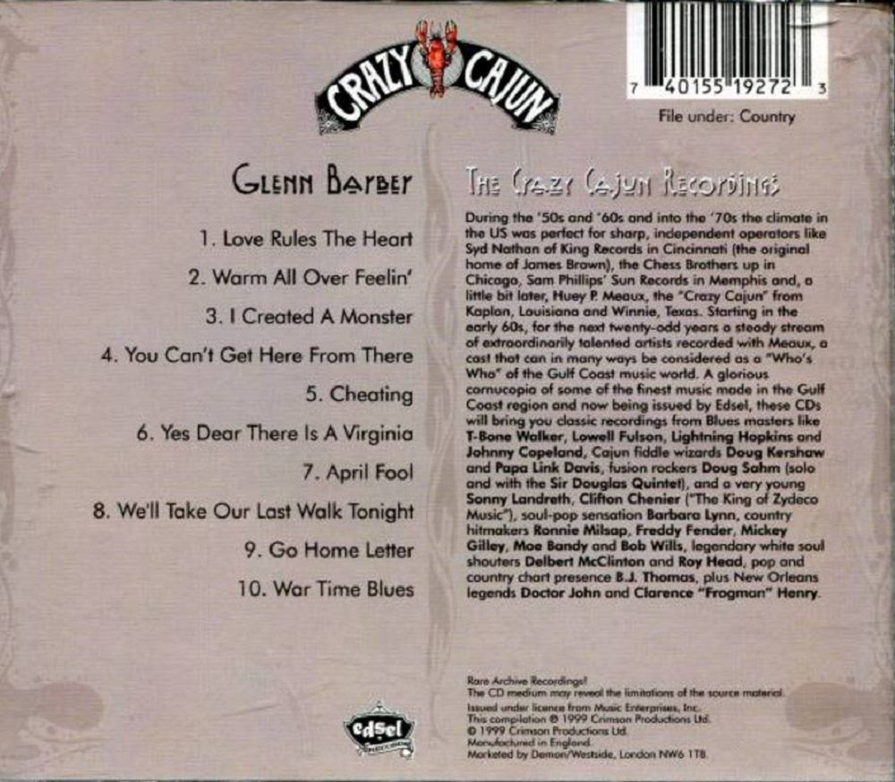 CD - Glenn Barber - Close But No Cigar