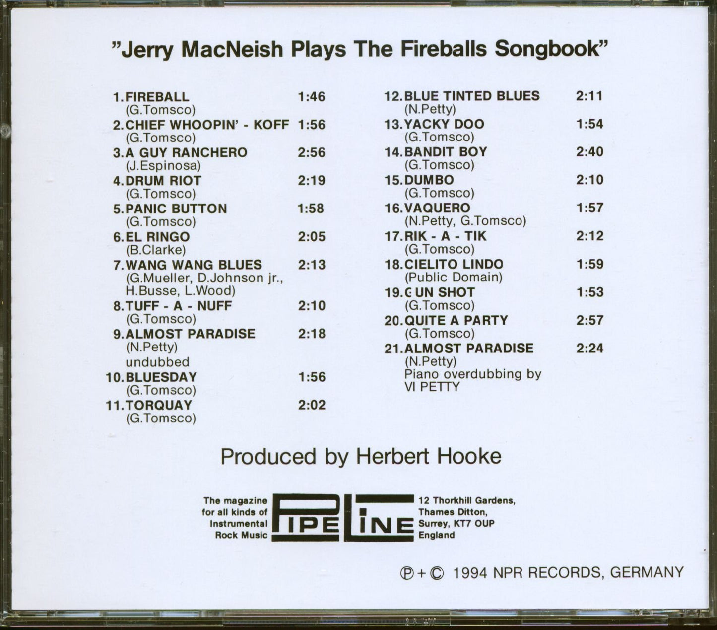 CD - Jerry Macneish - Plays The Fireballs Songbook