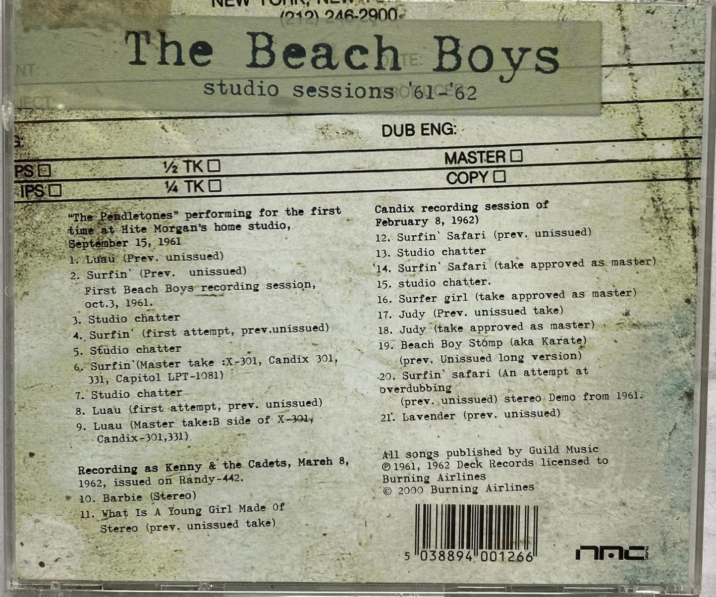 CD - Beach Boys - Studio Sessions '61-'62