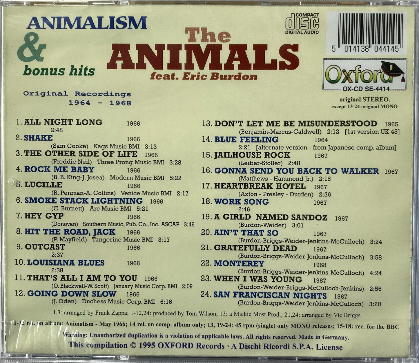 CD - Animals feat. Eric Burdon - Animalism