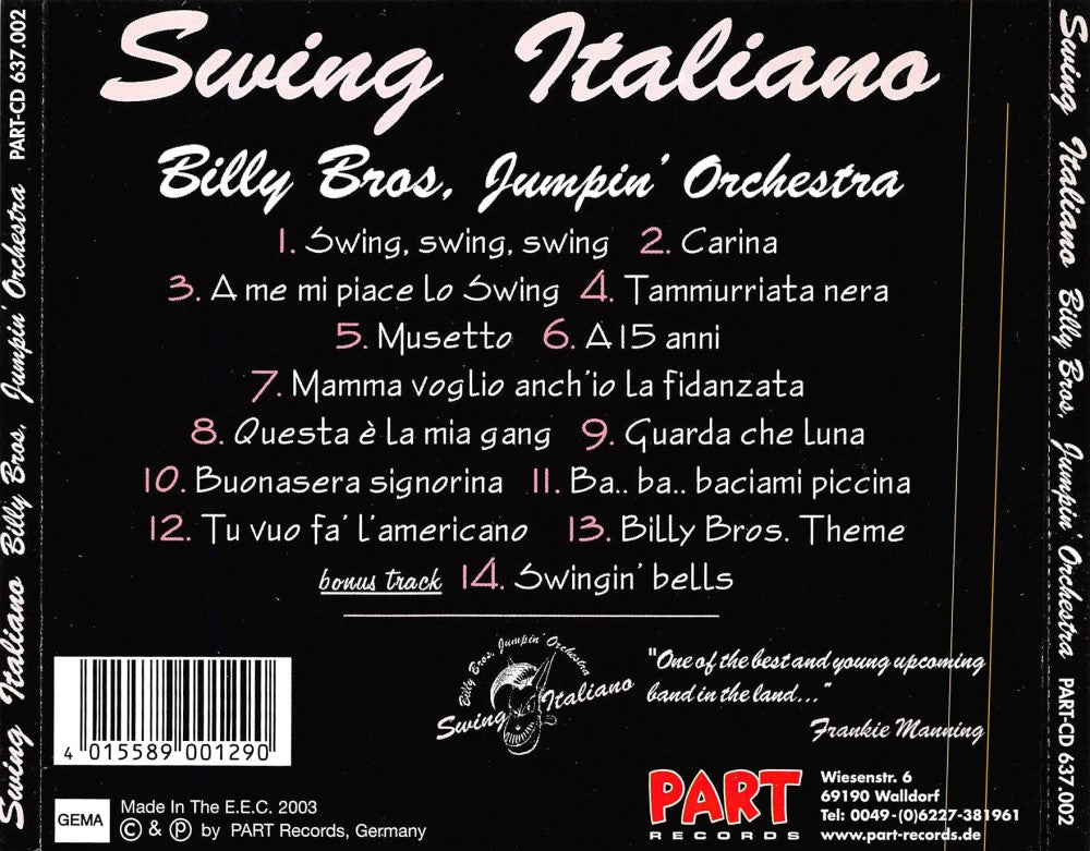 CD - Billy Brothers - Swing Italiano