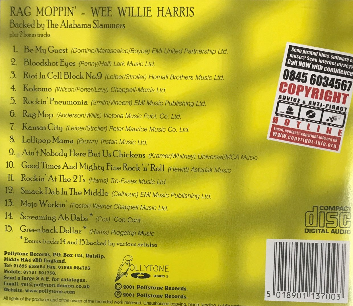 CD - Wee Willis Harris - Rag Moppin'