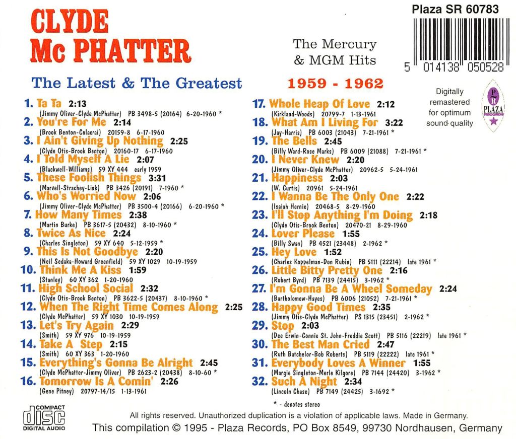 CD - Clyde McPhatter - The Latest And The Greatest