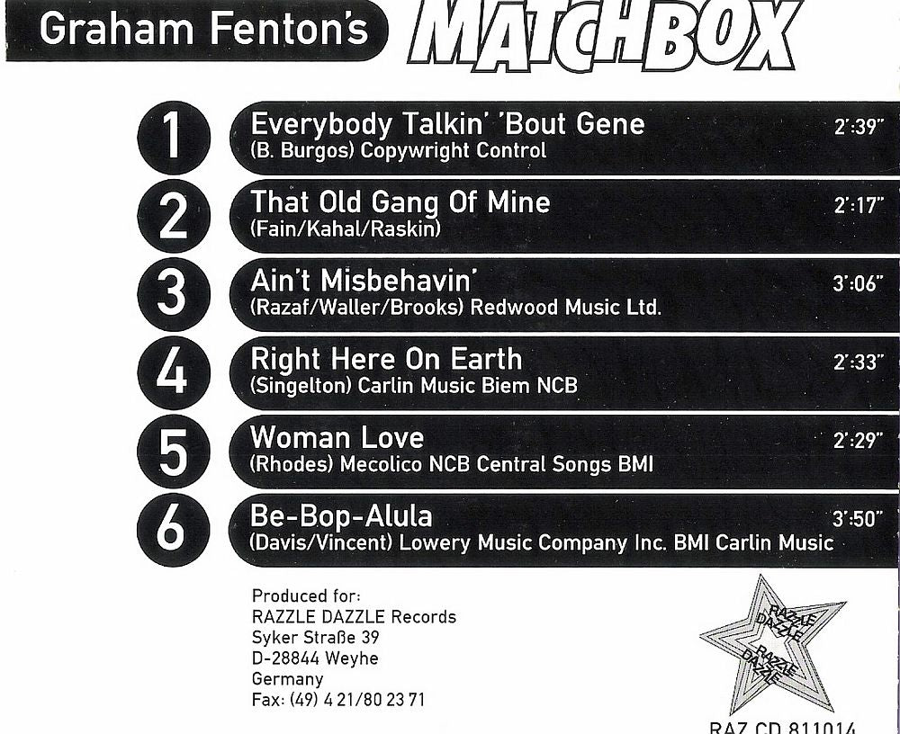 CD - Graham Fentons Matchbox - A Tribute To Gene Vincent