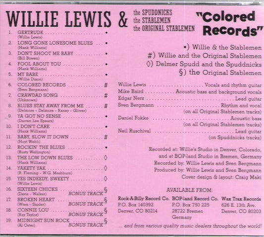 CD - Willie Lewis - Colored Records