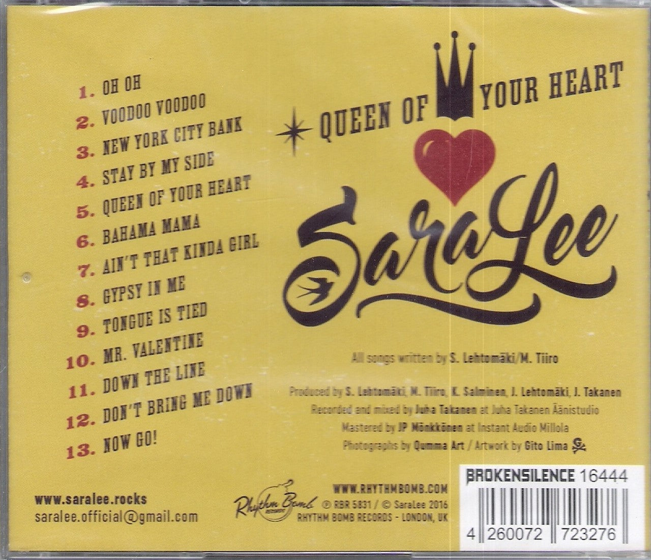 CD - Sara Lee - Queen Of Your Heart