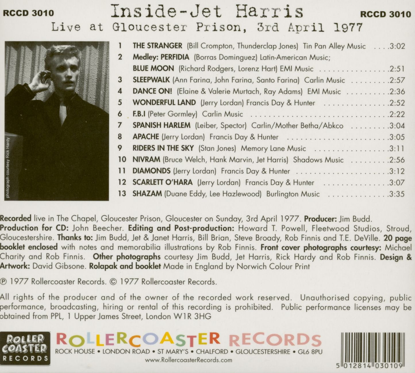 CD - Jet Harris - Inside - Live At Hm Prison, Gloucester, 1977