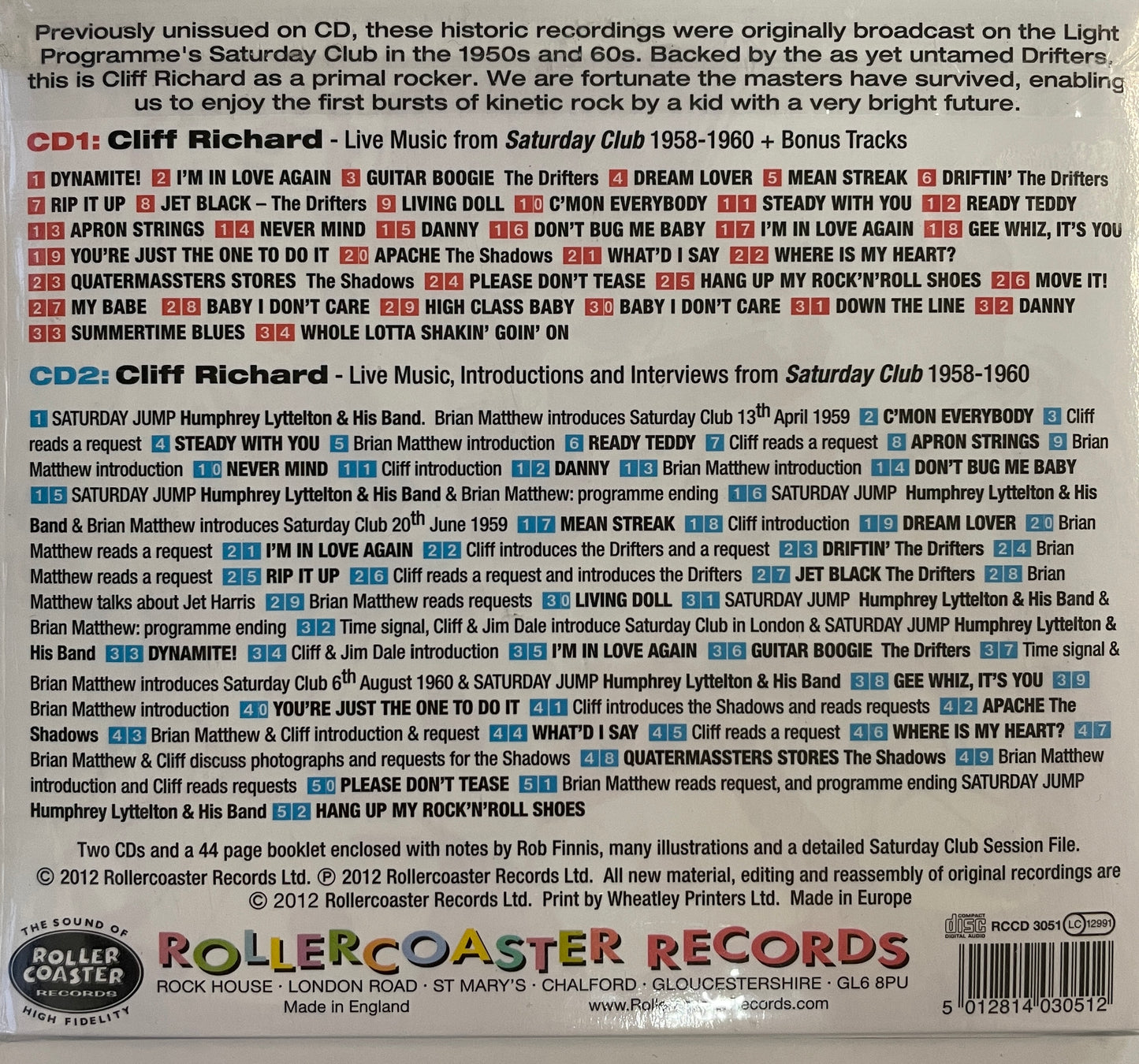 CD-2 - Cliff Richard With The Drifters & The Shadows - Let Me Tell You Baby ...It's Called Rock'n'Roll!