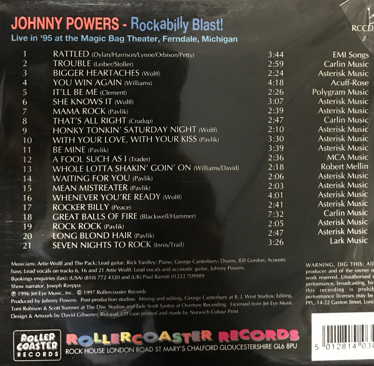 CD - Johnny Powers - Rockabilly Blast! - Live At The Magic Bag Theater, Ferndale, Michigan