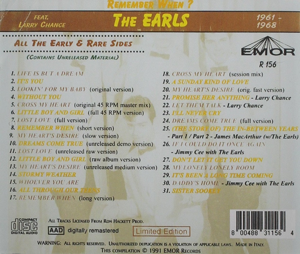 CD - Earls - Remember When?