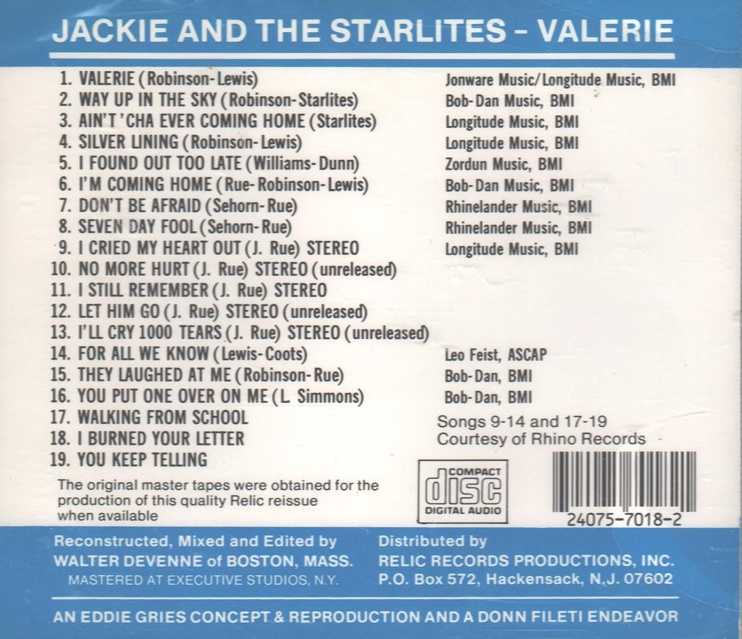 CD - Jackie And The Starlites - Valerie