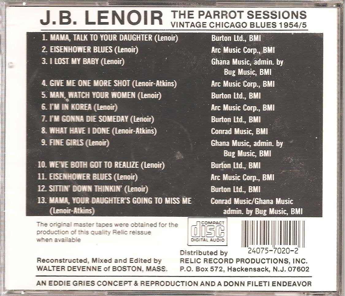 CD - J.B. Lenoir - The Parrot Sessions 1954-5