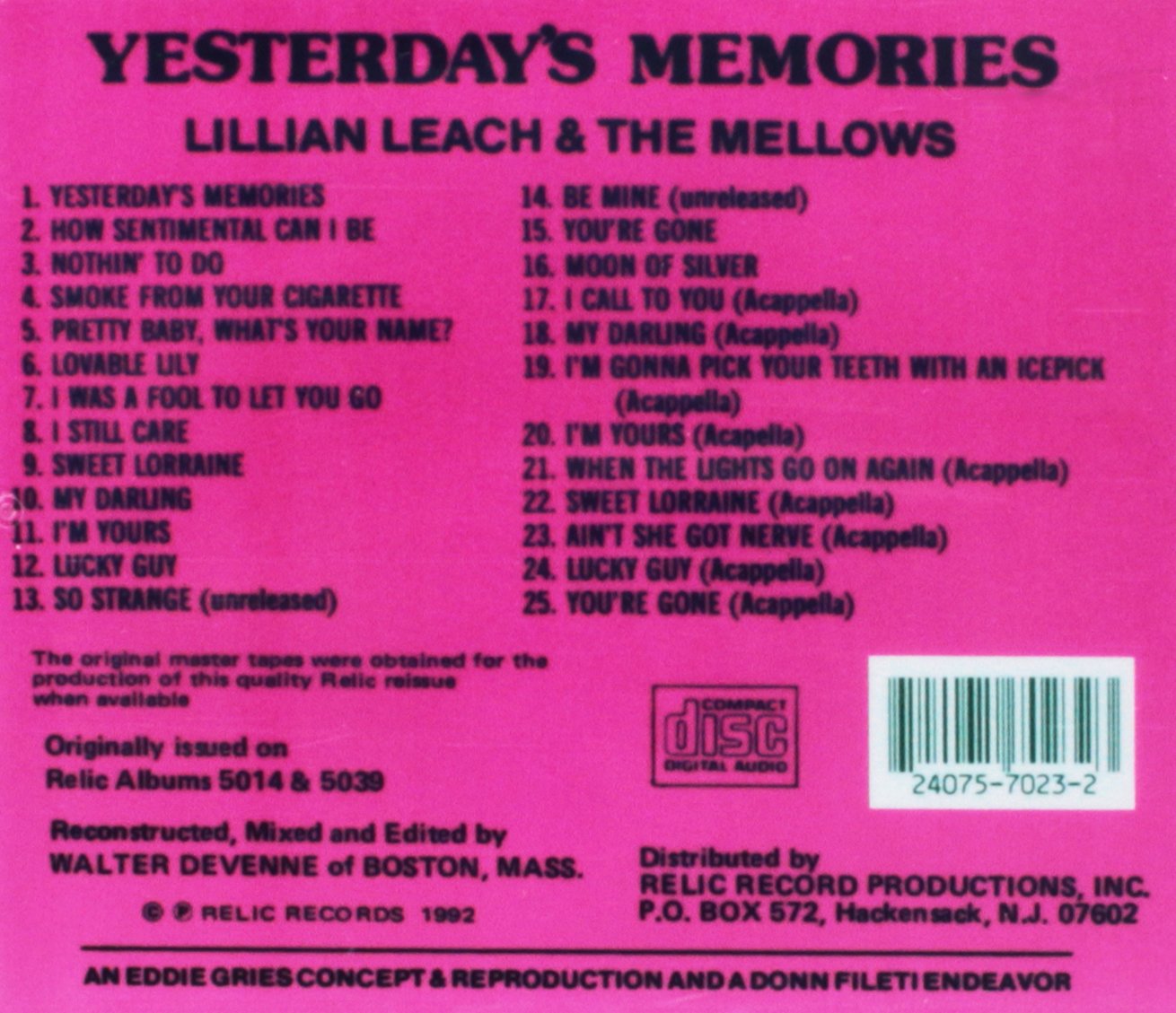 CD - Mellows - Yesterday's Memories