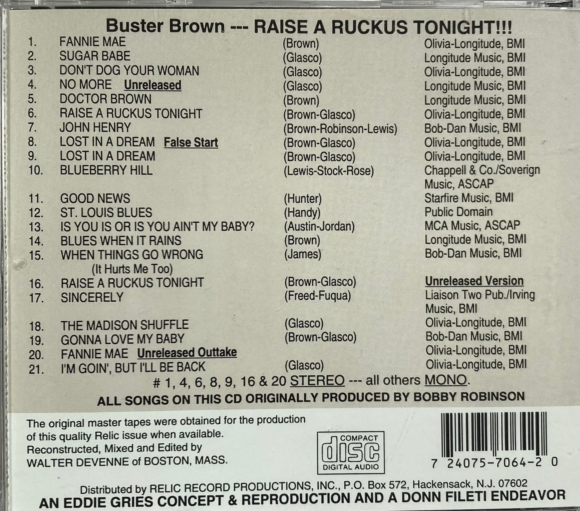 CD - Buster Brown - Raise A Ruckus Tonight – Rockabillyshop