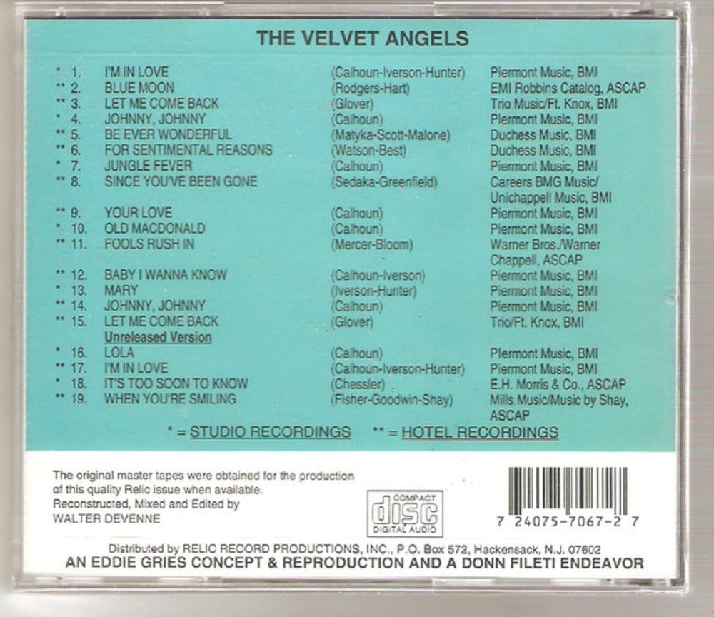 CD - Velvet Angels - I'm In Love