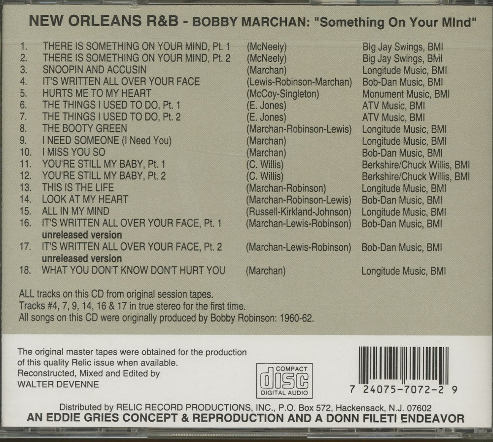 CD - Bobby Marchan - Something On Your Mind