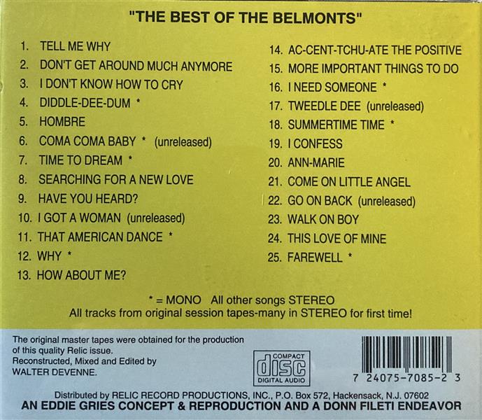 CD - Belmonts - The Best Of The Belmonts