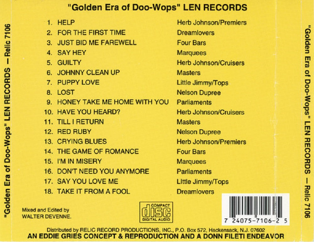 CD - VA - The Golden Era Of Doowops: The Groups Of Len Records