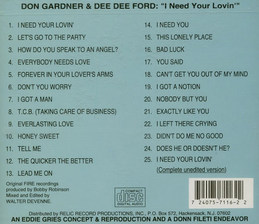 CD - Don Gardner & Dee Dee Ford - I Need Your Lovin'