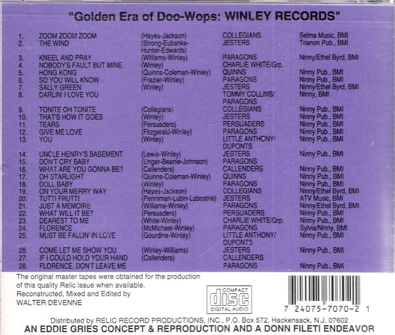 CD - VA - Golden Era Of Doo Wops - Winley Rec.