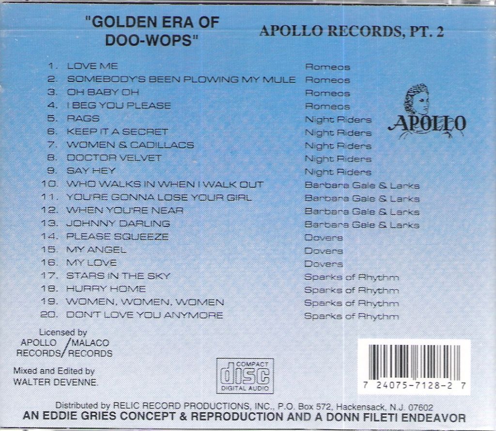 CD - VA - Golden Era Of Doo Wops - Apollo Records Pt. 2