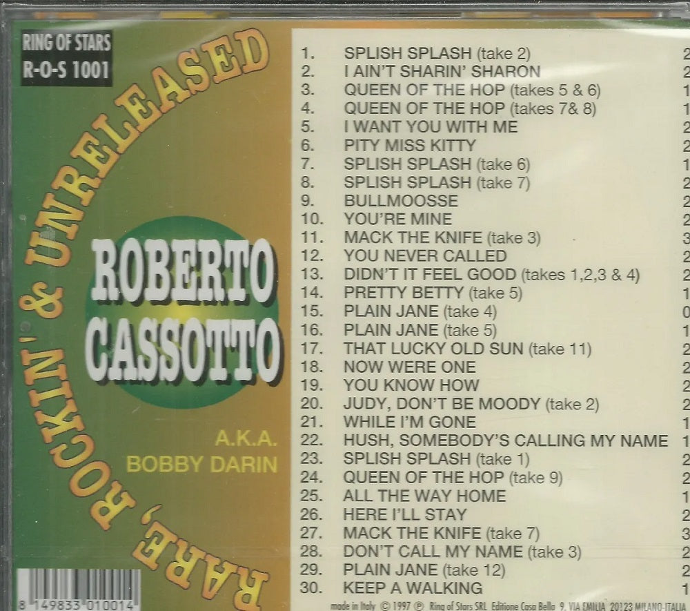 CD - Roberto Cassotto a.k.a. Bobby Darin - Rare, Rockin And Unreleased