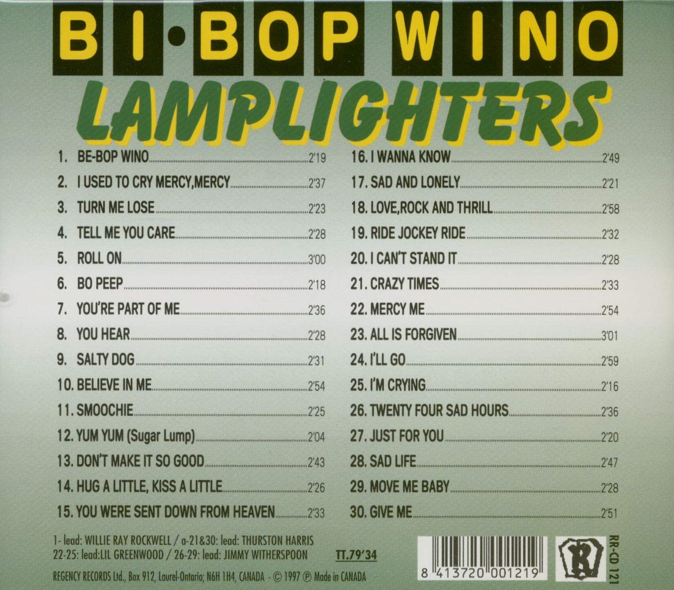 CD - Lamplighters - Be- Bop Wino