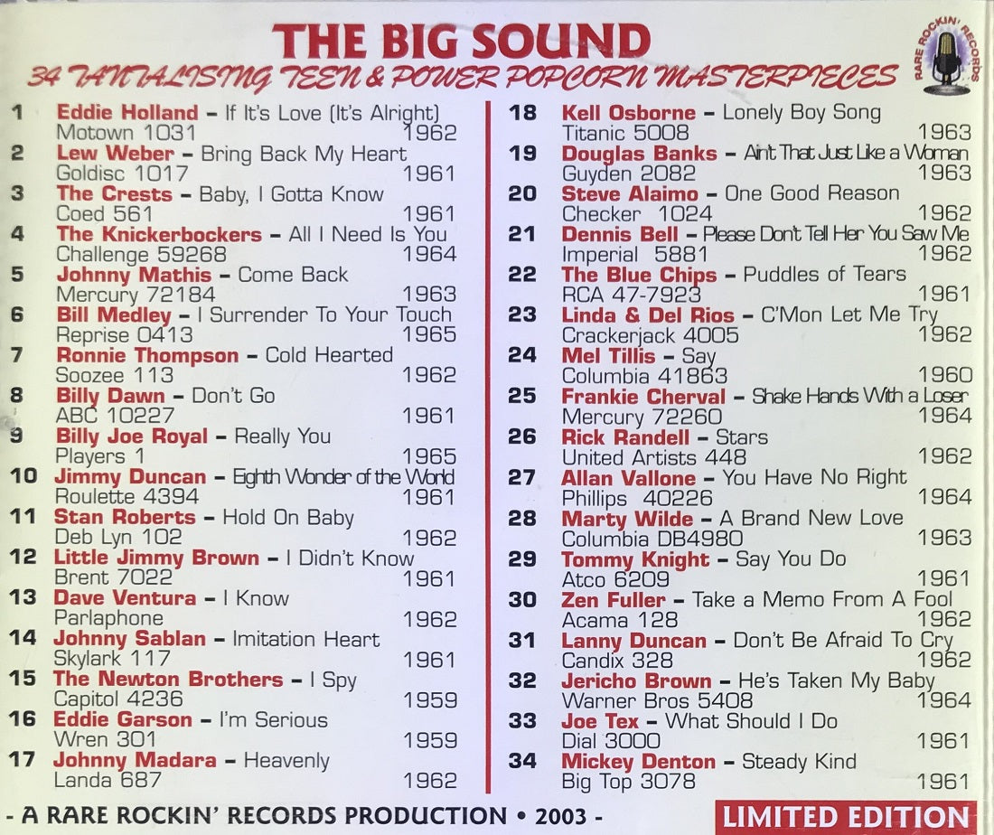 CD - VA - The Big Sound - Tantalising Teen and Power Popcorn