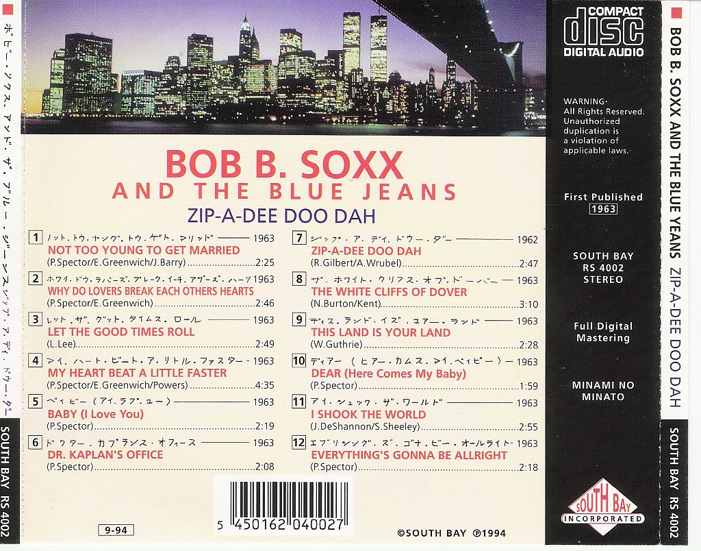 CD - Bob B. Soxx And The Blue Yeans - Zip-A-Dee Doo Dah