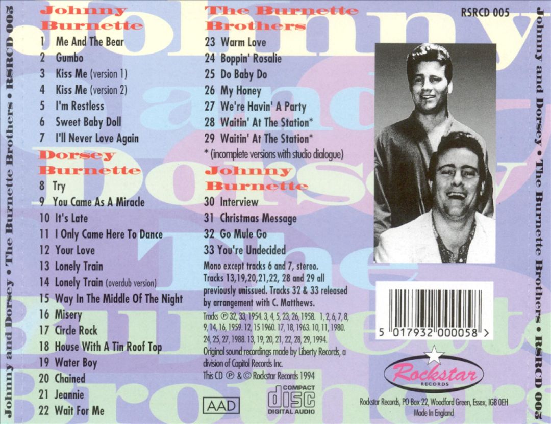 CD - Johnny Burnette & Dorsey - The Burnette Brothers