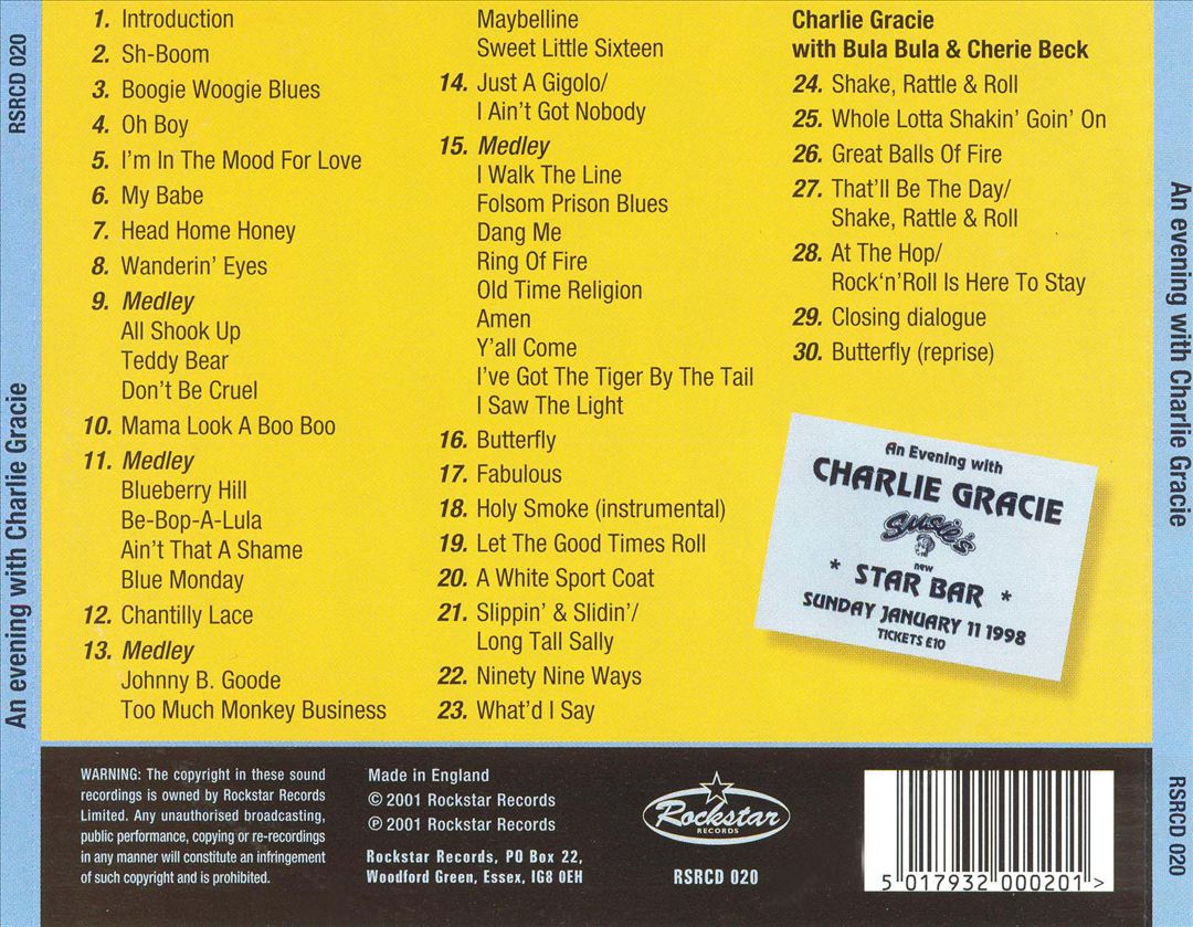 CD - Charlie Gracie - An Evening With..