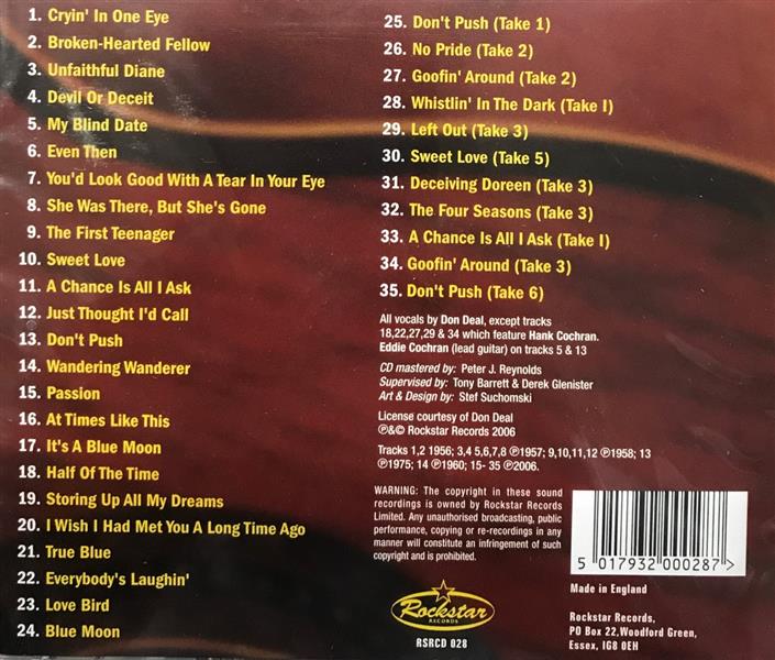 CD - Don Deal - The Early Recordings 1956 - 1958