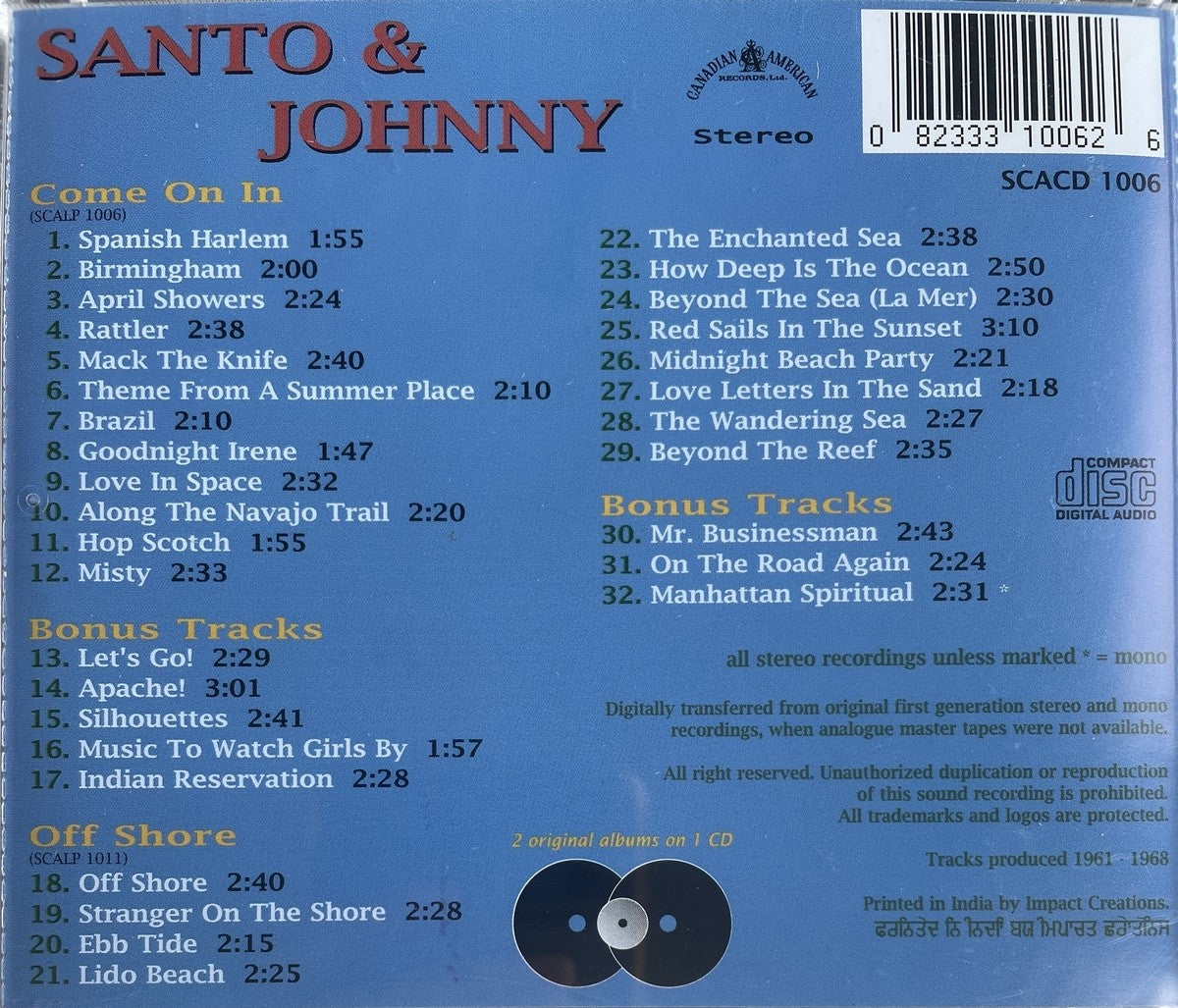 CD - Santo & Johnny - Come On In/Off Shore
