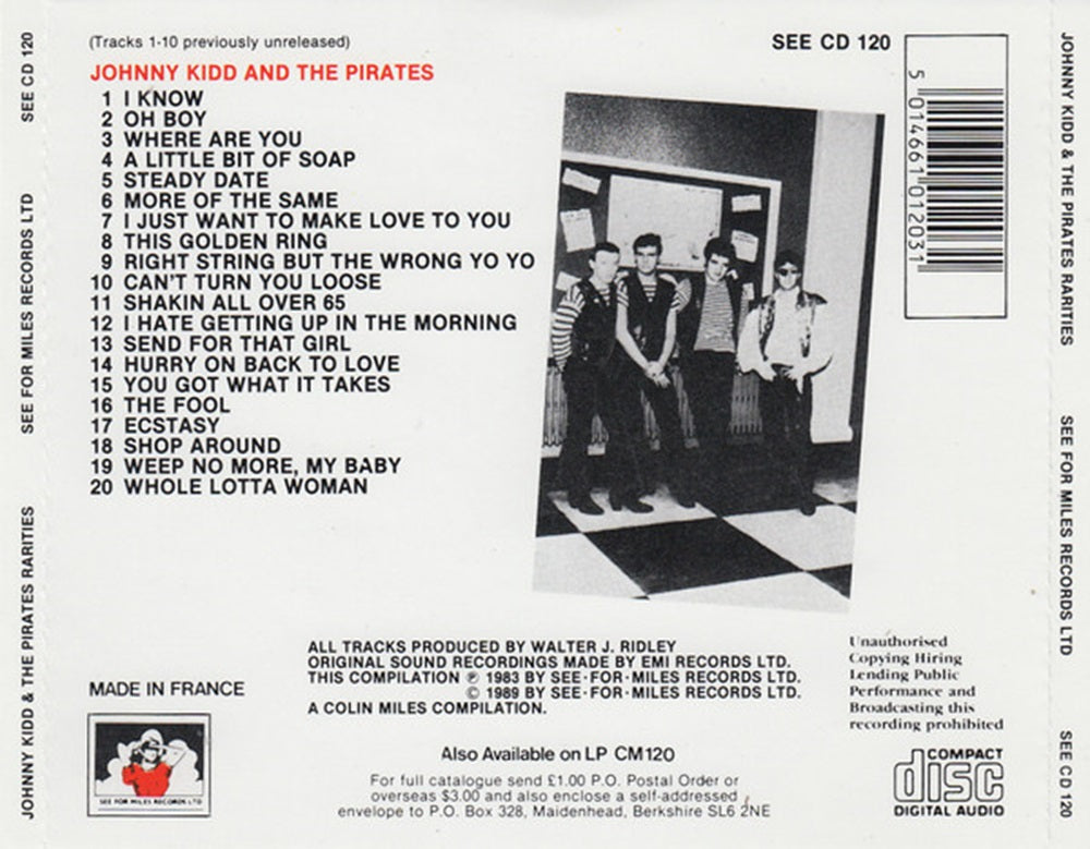 CD - Johnny Kidd & The Pirates - Rarities - With 10 Unreleased Treasures From The Vaults