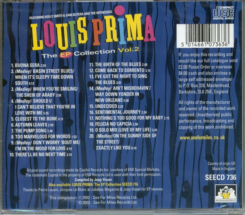 CD - Louis Prima - The Ep Collection Vol. 2