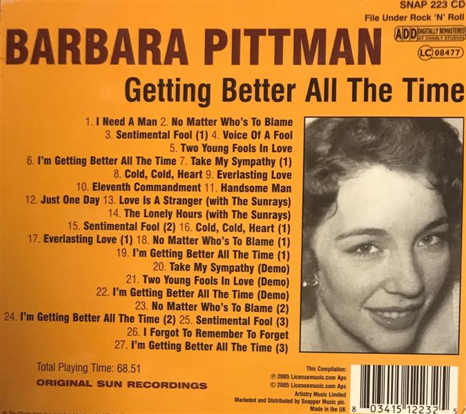 CD - Barbara Pittman - Getting Better All The Time