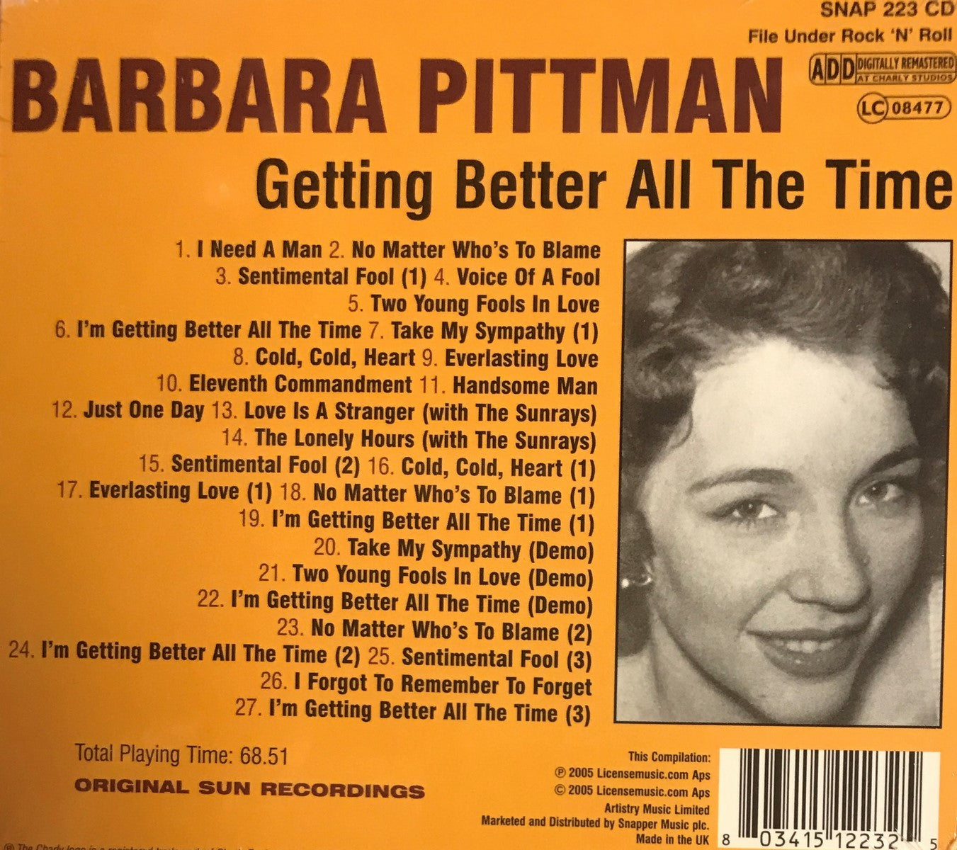 CD - Barbara Pittman - Getting Better All The Time