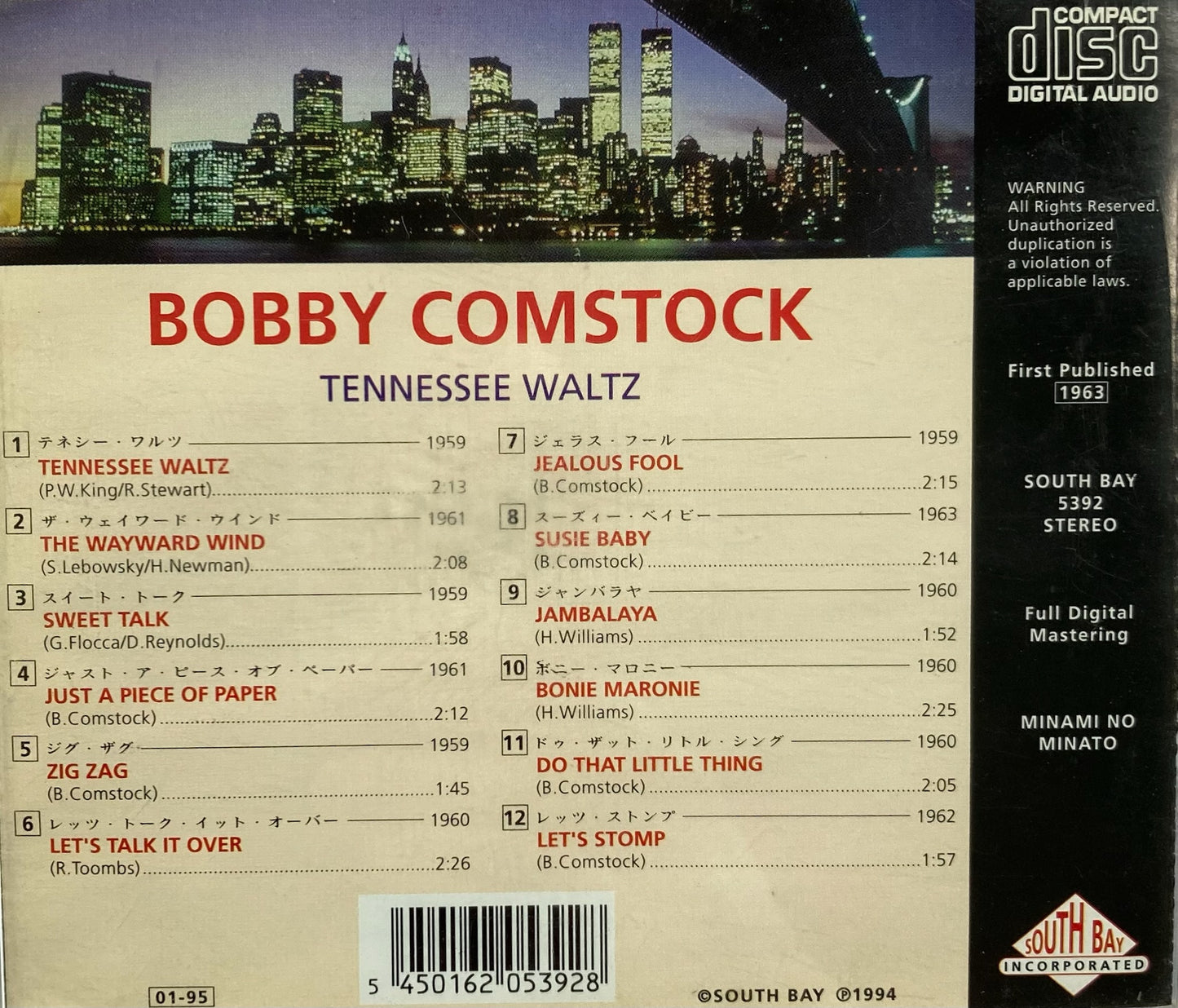 CD - Bobby Comstock - Tennessee Waltz