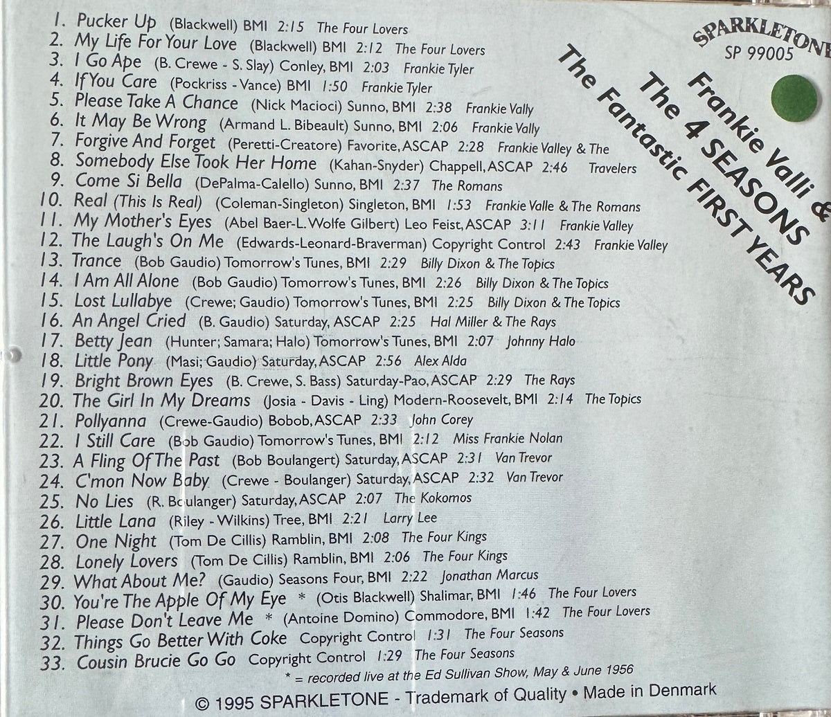 CD - Frankie Valli & The 4 Seasons - The Fantastic First Years