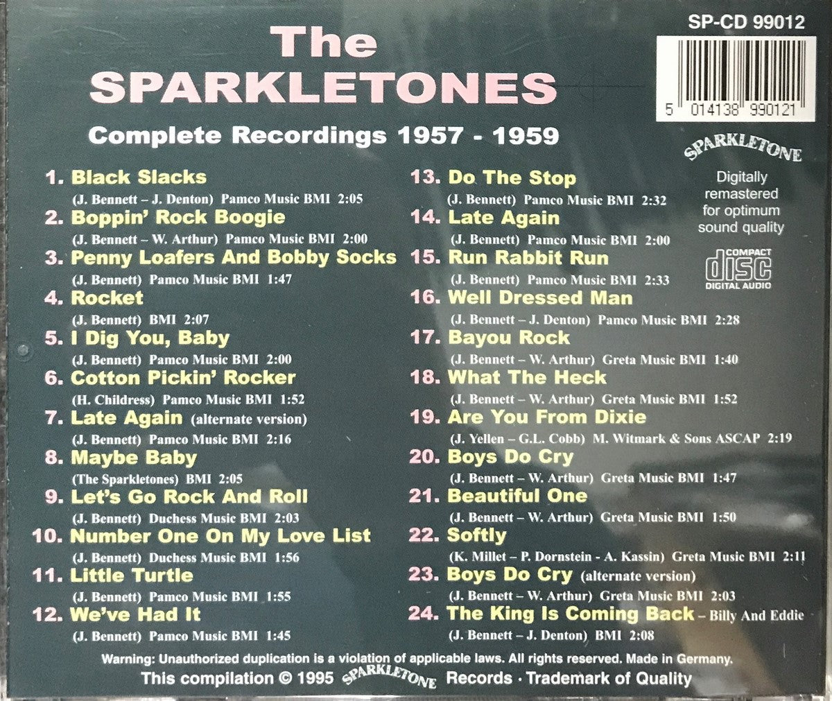 CD - Sparkletones - Self Titled