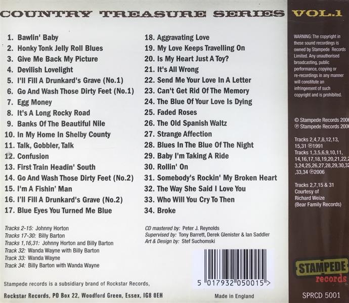 CD - Billy Barton & Johnny Horton - Country Music Treasure Series