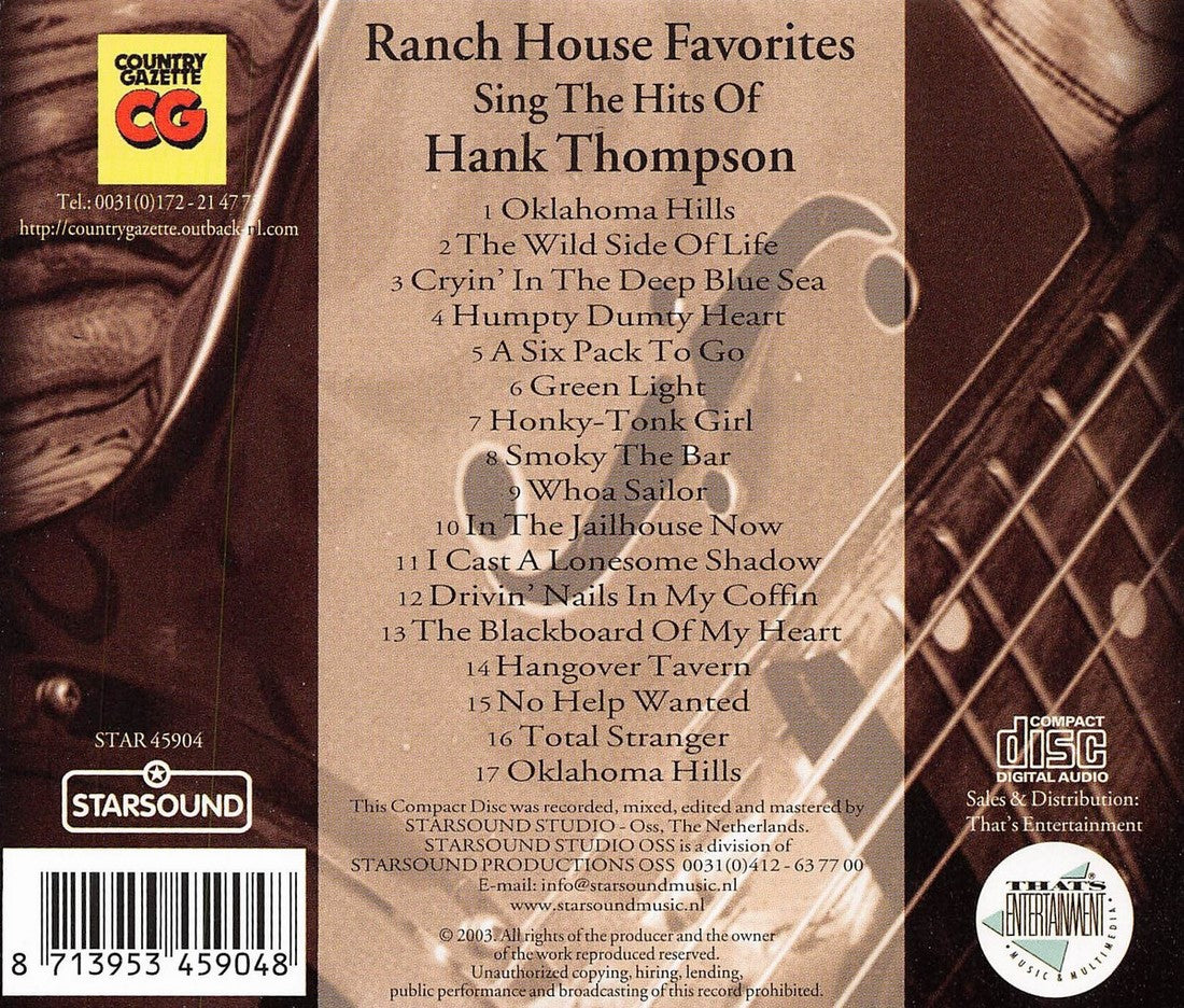 CD - Ranch House Favorites - Sings The Hits Of Hank Thompson