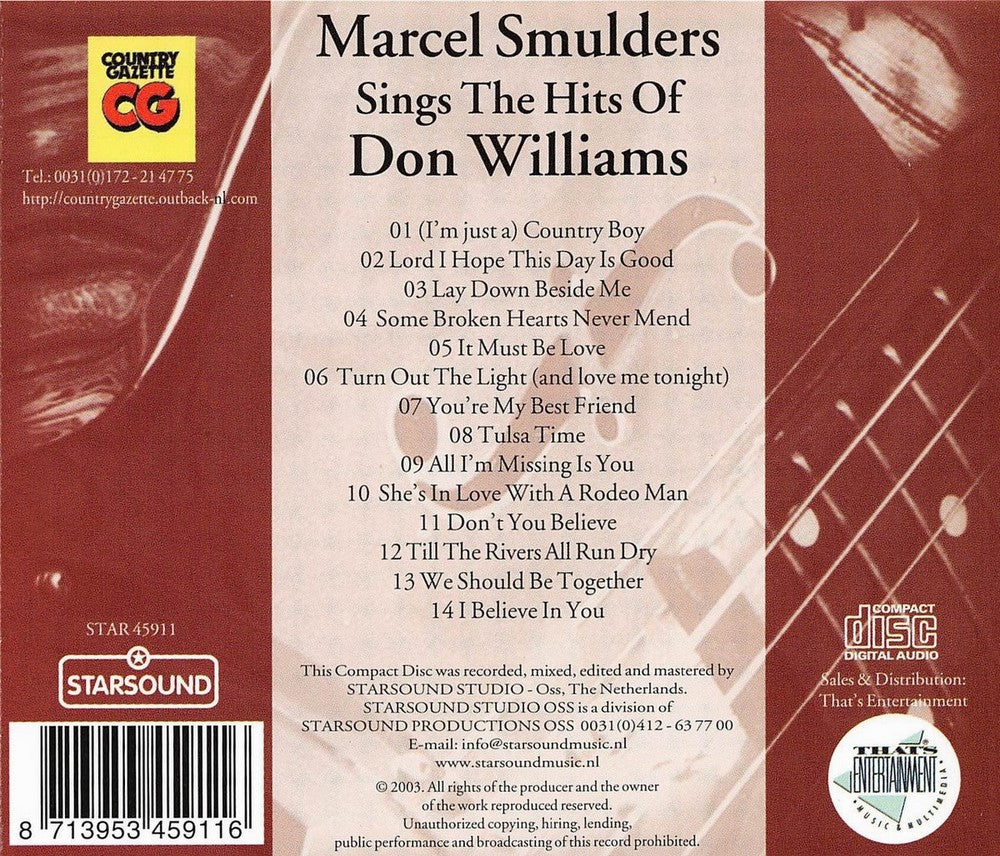 CD - Marcel Smulders - Sings The Hits Of Don Williams