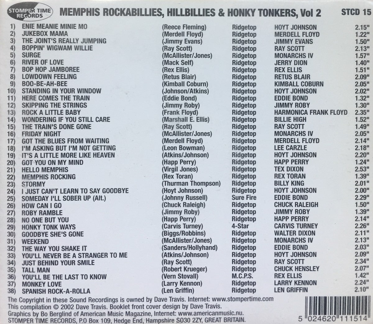 CD - VA - Erwin Records Story - Memphis Rockabillies, Hillbillies And Honky Tonkers Vol. 2