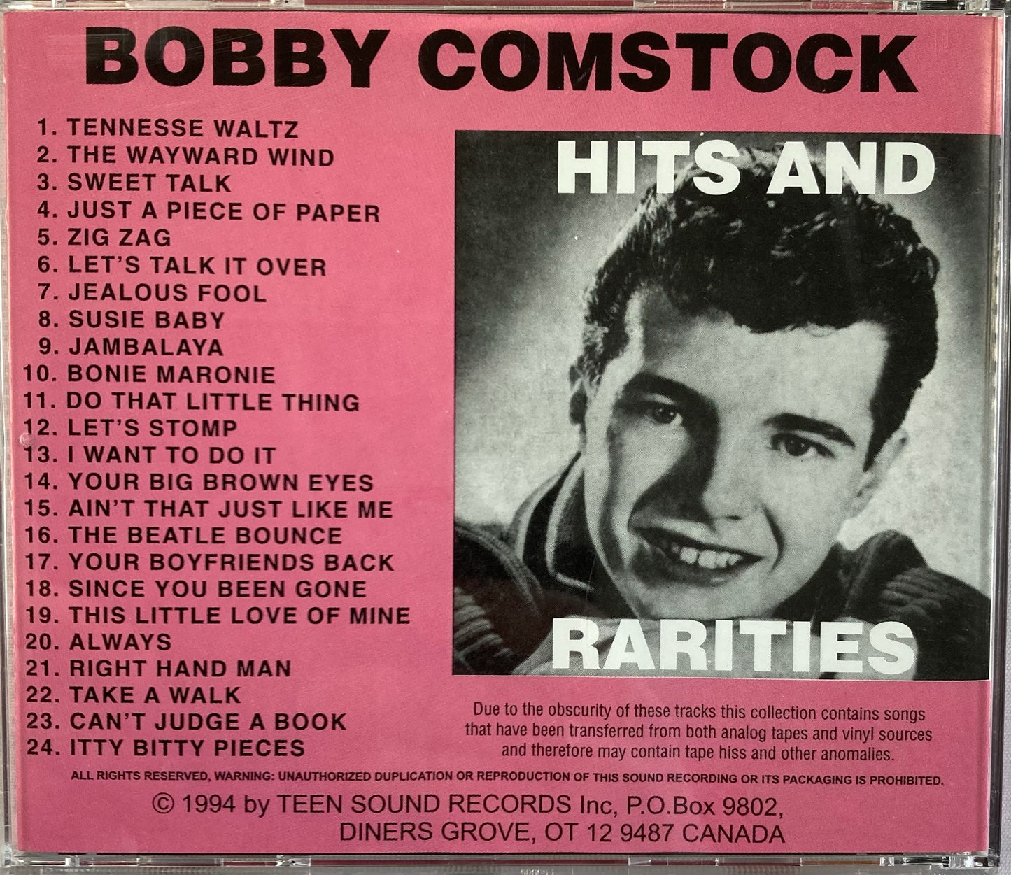 CD - Bobby Comstock - Hits And Rarities