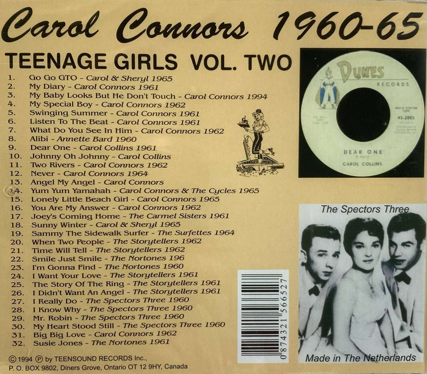 CD - Carol Connors - 1960-1965 Teenage Girls Vol. 2