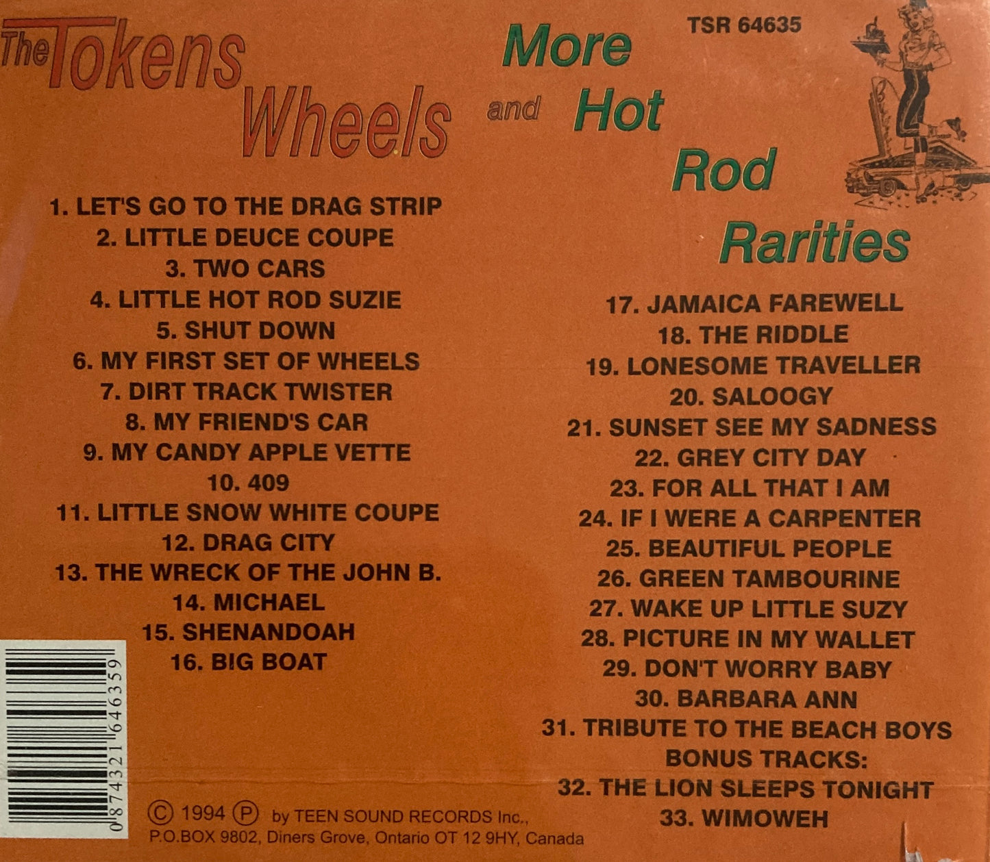 CD - Wheels The Tokens - And More Hot Rod Rarities