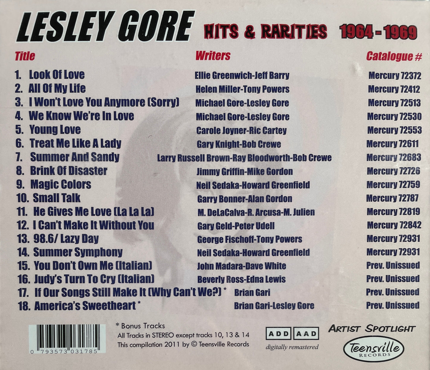 CD - Lesley Gore - Hits & Rarities 1964- 1969