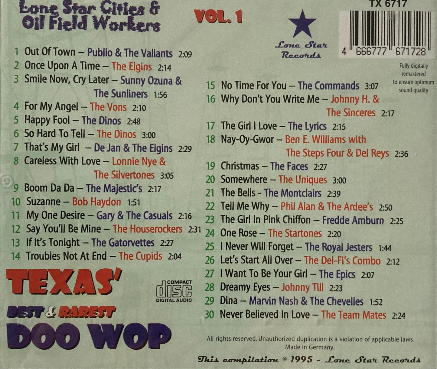 CD - VA - Texas' Best & Rarest Doo Wop Lone Star Cities & Oil Field Workers Vol. 1