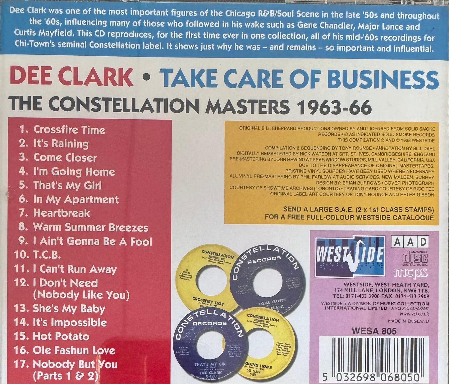 CD - Dee Clark - Take Care Of Business The Constellation Masters 1963-1966